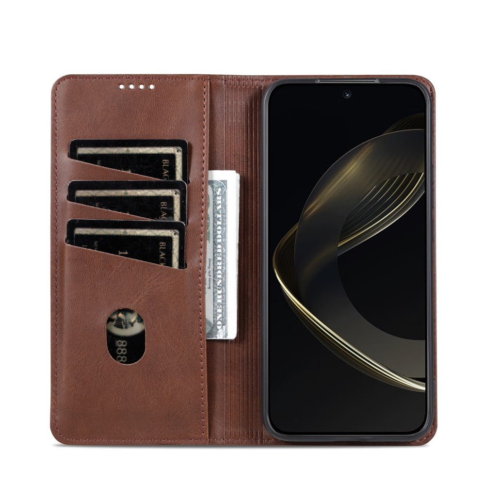 AZNS For Samsung Galaxy A57 5G Case Cowhide Texture PU Leather Wallet Phone Cover - Coffee