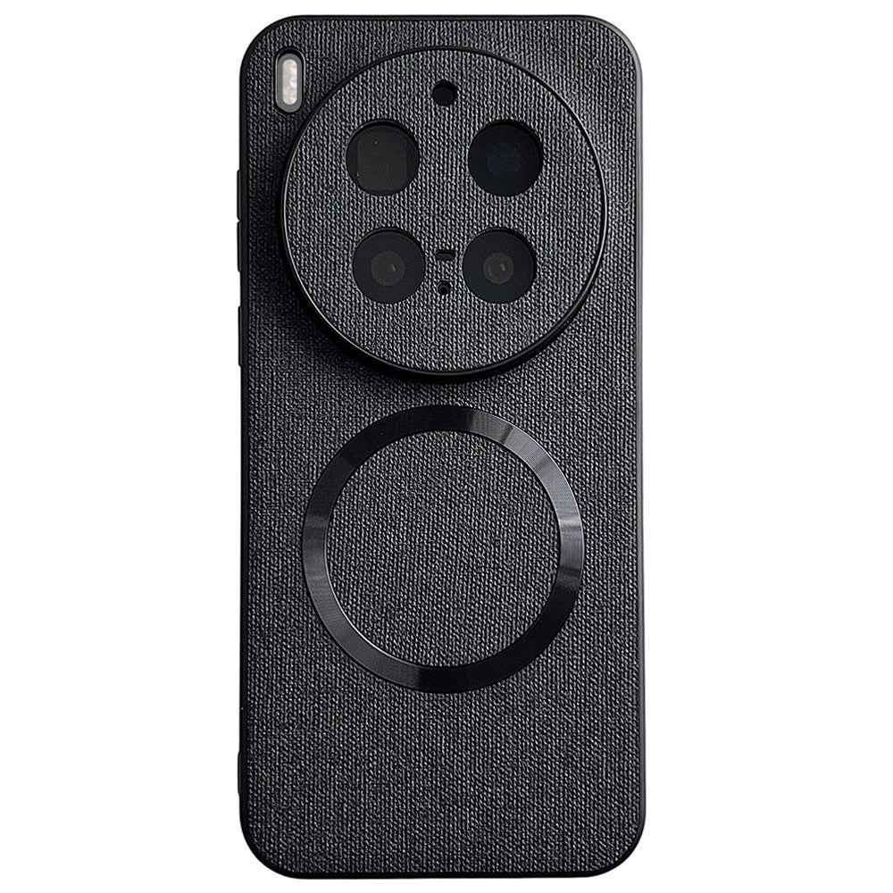 For vivo X300 Pro 5G Magnetic Case Drop-Proof TPU + Cloth Back Phone Cover - Black