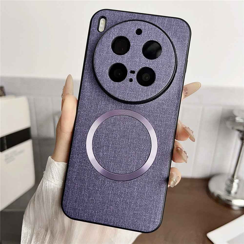 For vivo X300 Pro 5G Magnetic Case Drop-Proof TPU + Cloth Back Phone Cover - Purple