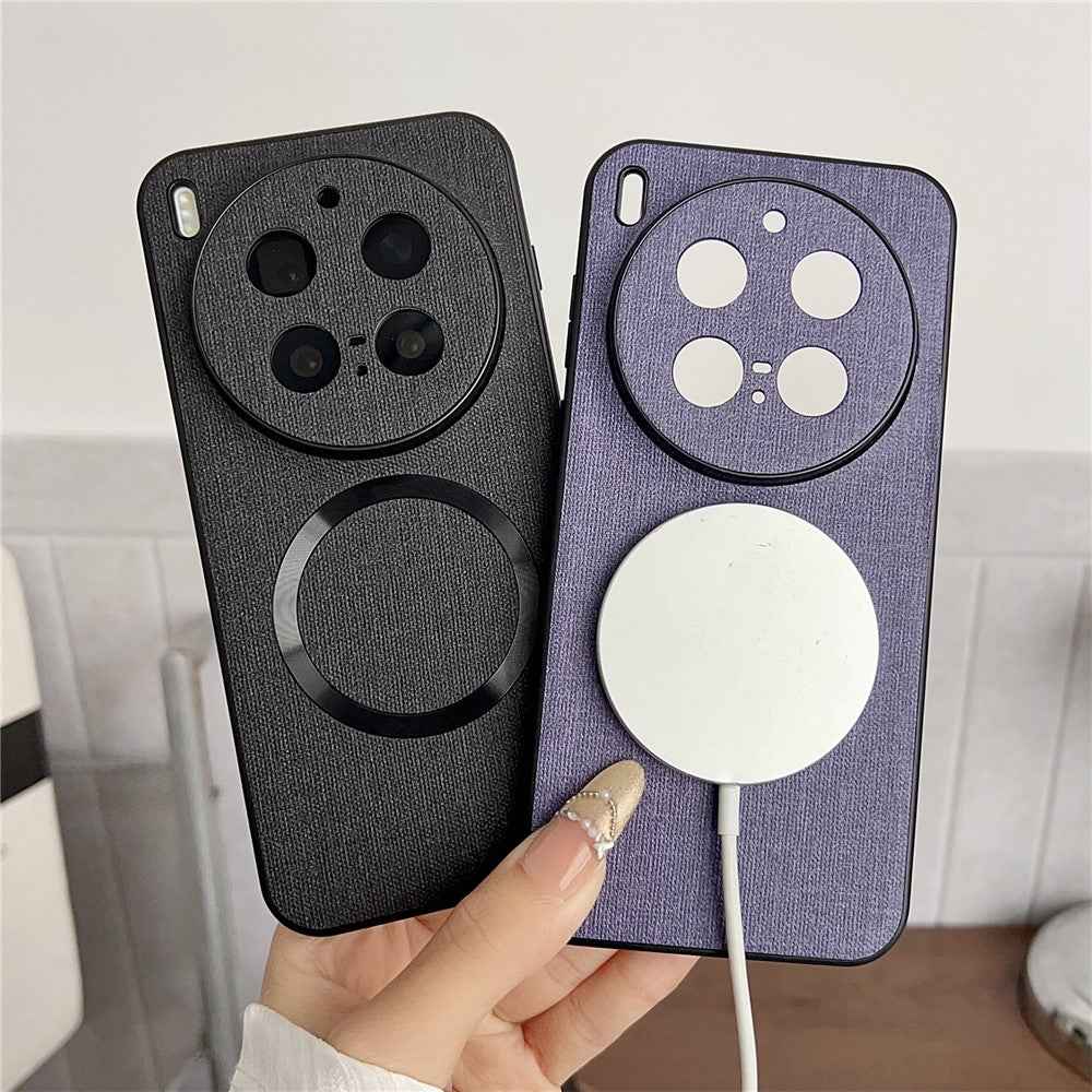 For vivo X300 Pro 5G Magnetic Case Drop-Proof TPU + Cloth Back Phone Cover - Purple