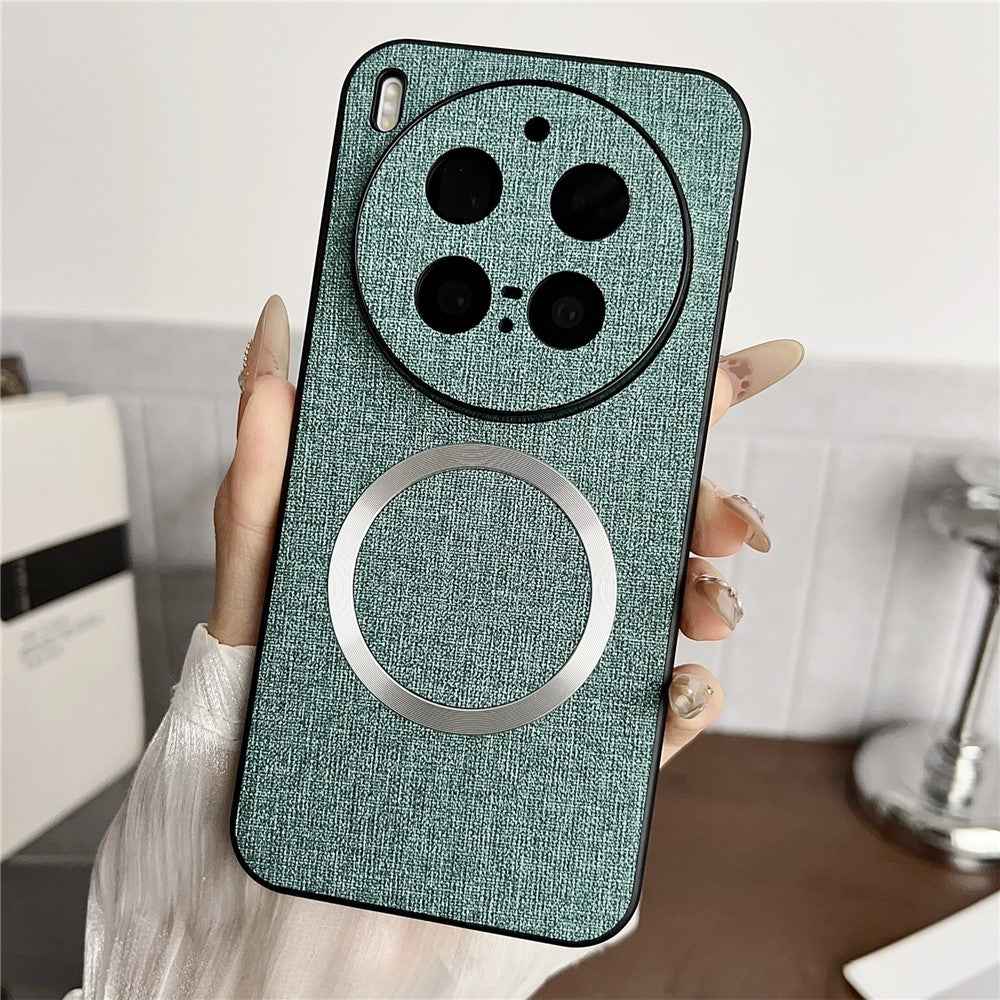 For vivo X300 Pro 5G Magnetic Case Drop-Proof TPU + Cloth Back Phone Cover - Green