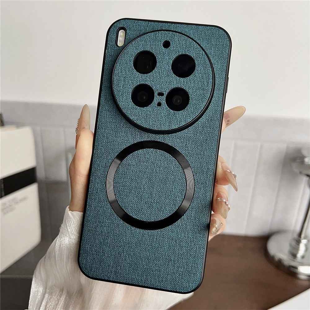 For vivo X300 Pro 5G Magnetic Case Drop-Proof TPU + Cloth Back Phone Cover - Dark Green