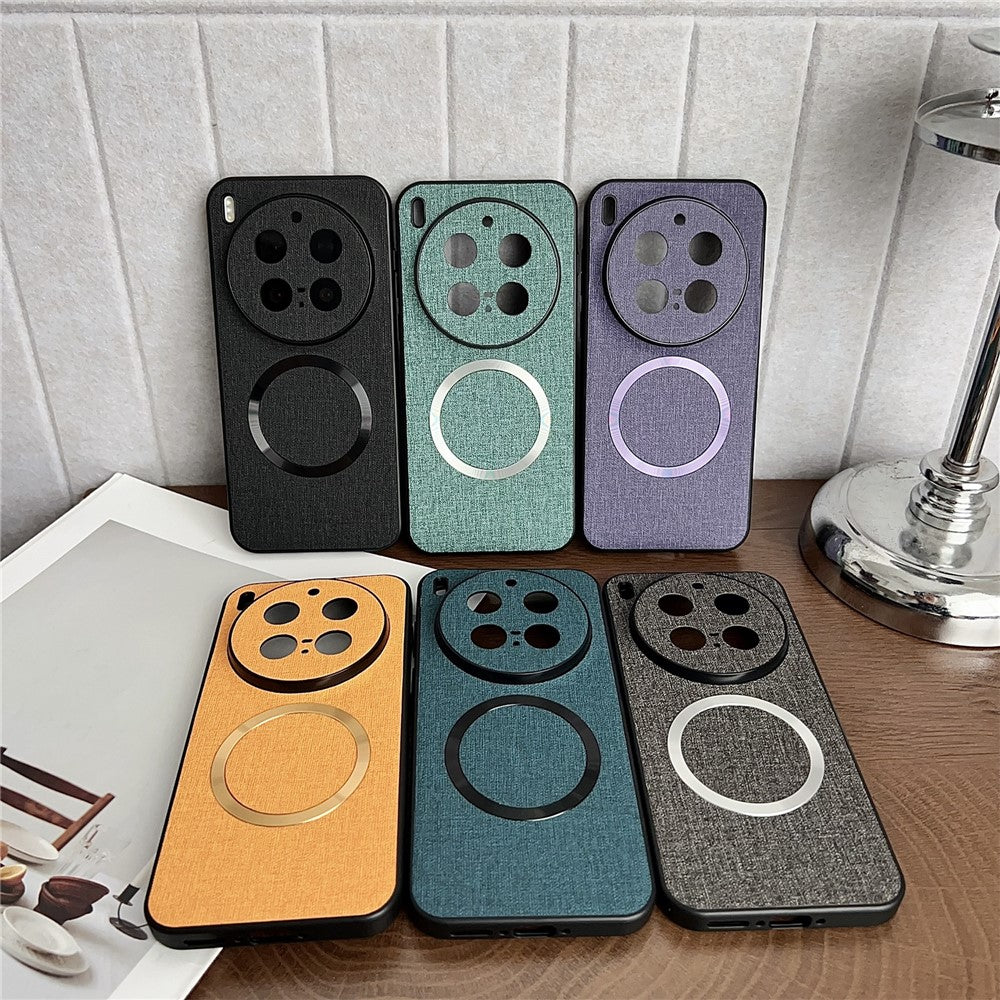 For vivo X300 Pro 5G Magnetic Case Drop-Proof TPU + Cloth Back Phone Cover - Dark Green