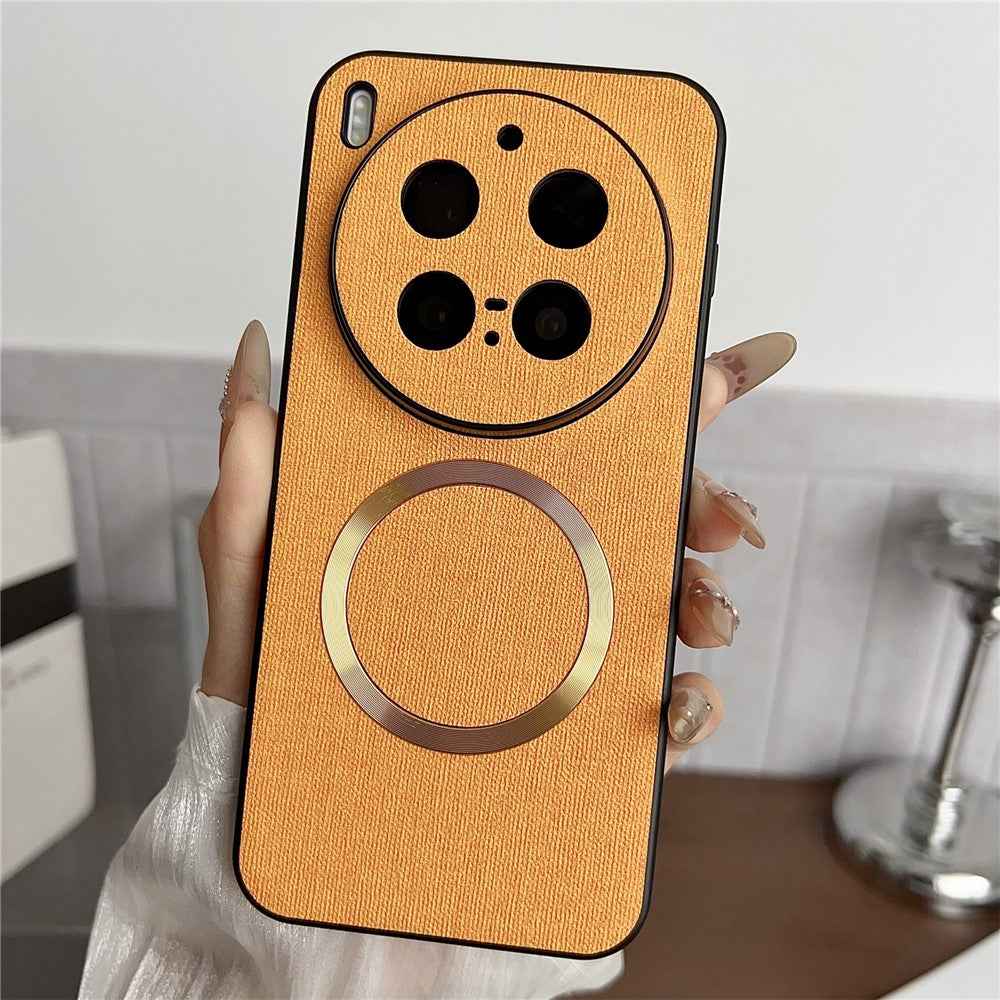 For vivo X300 Pro 5G Magnetic Case Drop-Proof TPU + Cloth Back Phone Cover - Orange