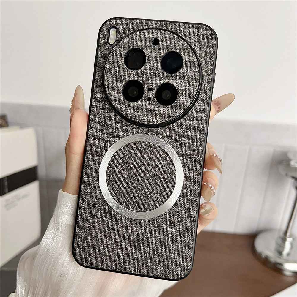 For vivo X300 Pro 5G Magnetic Case Drop-Proof TPU + Cloth Back Phone Cover - Grey