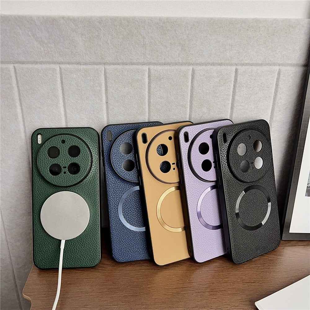 For vivo X300 Pro 5G Magnetic Case PU Leather + TPU Phone Back Cover - Black