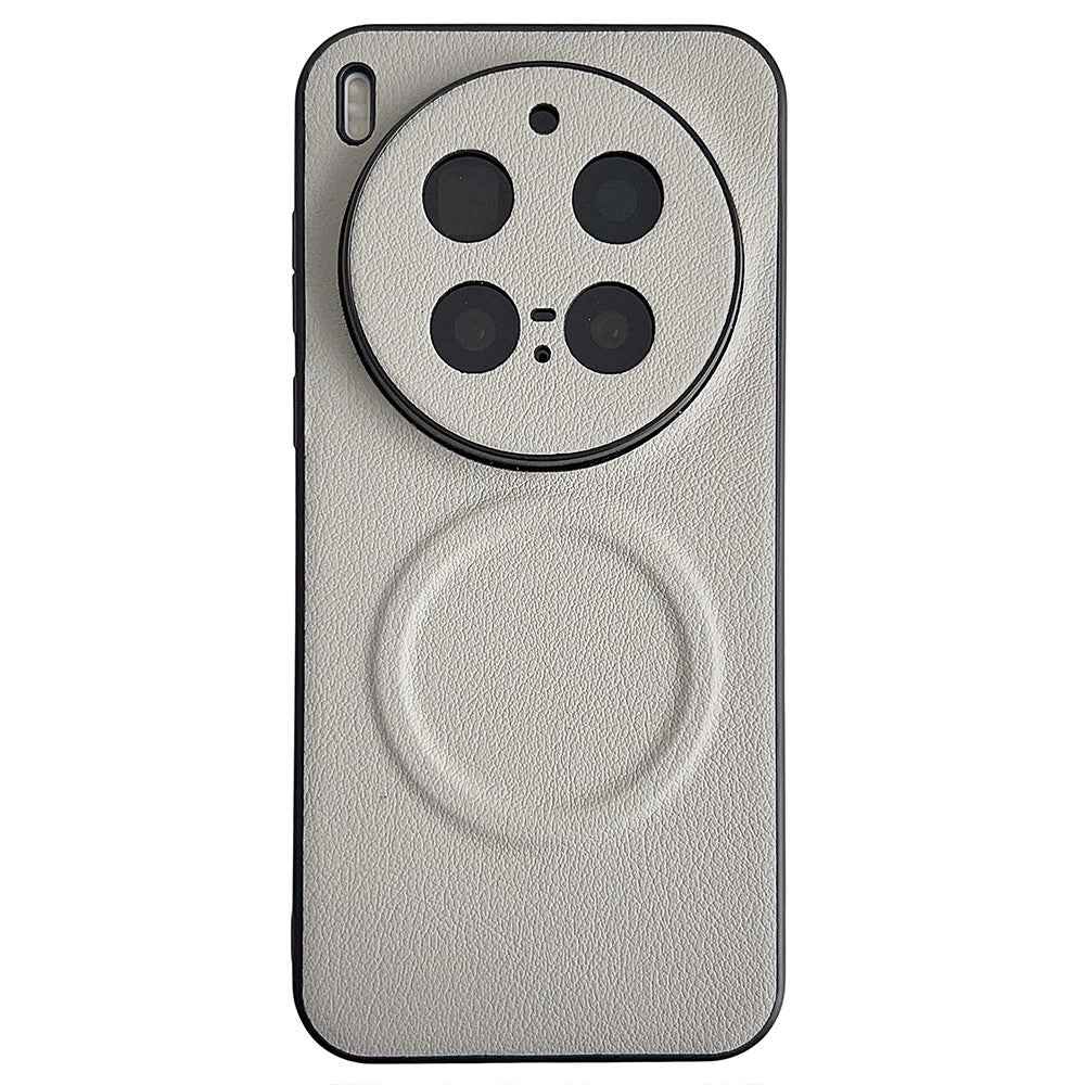 For vivo X300 Pro 5G Magnetic Case PU Leather + TPU Phone Back Cover - White