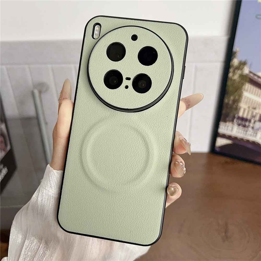 For vivo X300 Pro 5G Magnetic Case PU Leather + TPU Phone Back Cover - Light Green