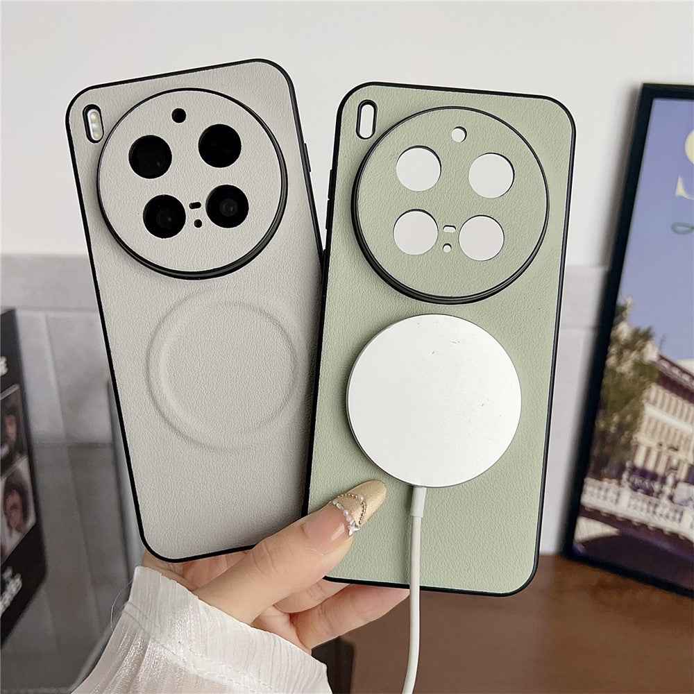 For vivo X300 Pro 5G Magnetic Case PU Leather + TPU Phone Back Cover - Light Green