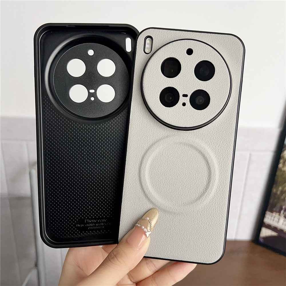 For vivo X300 Pro 5G Magnetic Case PU Leather + TPU Phone Back Cover - Blackish Green