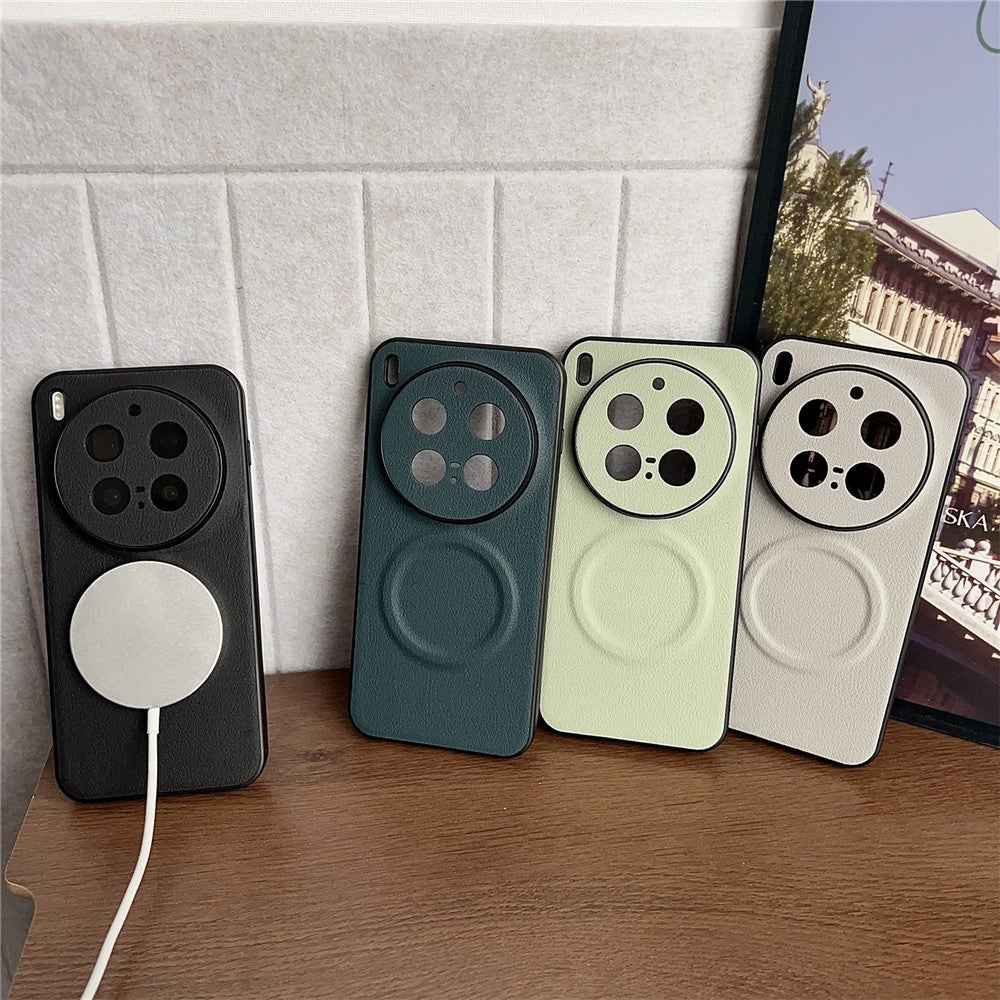 For vivo X300 Pro 5G Magnetic Case PU Leather + TPU Phone Back Cover - Blackish Green