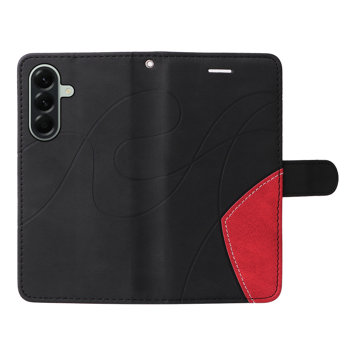 For Samsung Galaxy A57 5G Leather Phone Case Stand Wallet with Bi-colour Splicing Design - Black