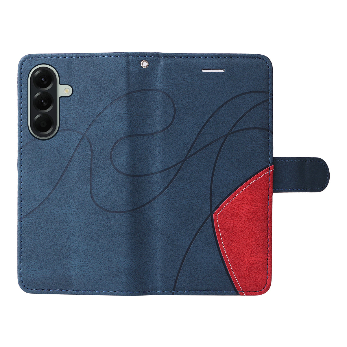 For Samsung Galaxy A57 5G Leather Phone Case Stand Wallet with Bi-colour Splicing Design - Blue