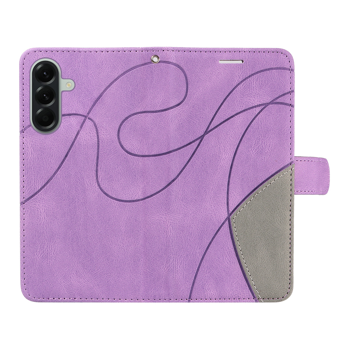 For Samsung Galaxy A57 5G Leather Phone Case Stand Wallet with Bi-colour Splicing Design - Purple