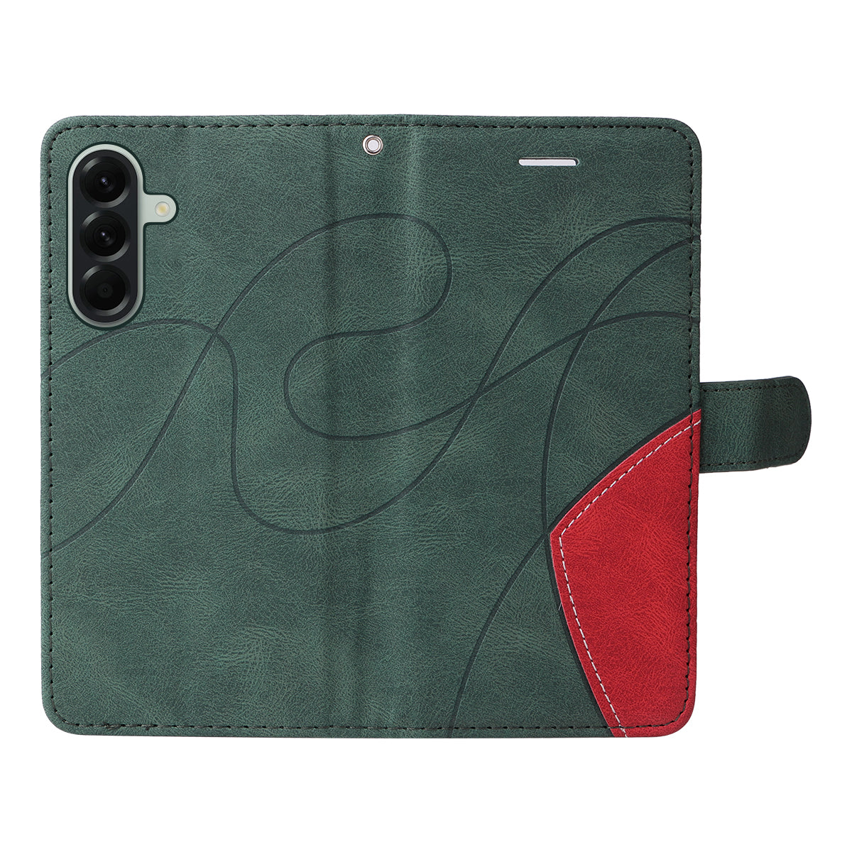 For Samsung Galaxy A57 5G Leather Phone Case Stand Wallet with Bi-colour Splicing Design - Green