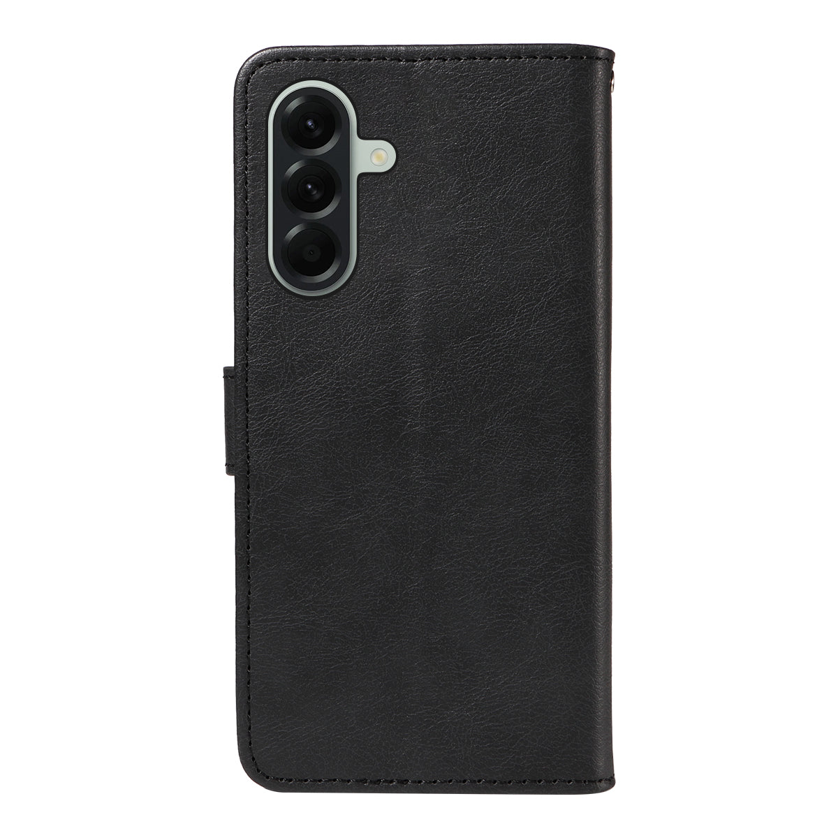 For Samsung Galaxy A57 5G Leather Wallet Case with Strap Solid Color Phone Stand Cover - Black