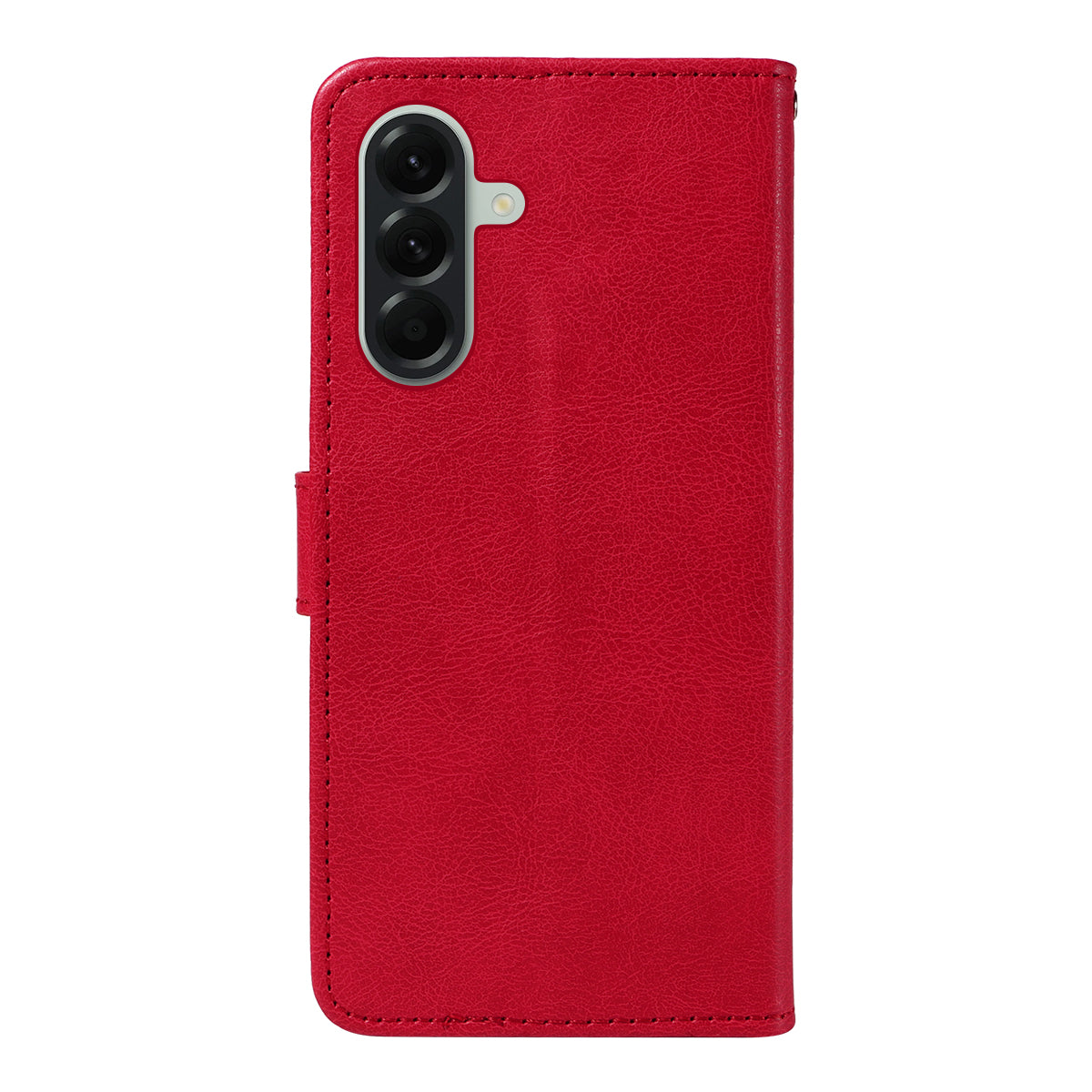 For Samsung Galaxy A57 5G Leather Wallet Case with Strap Solid Color Phone Stand Cover - Red