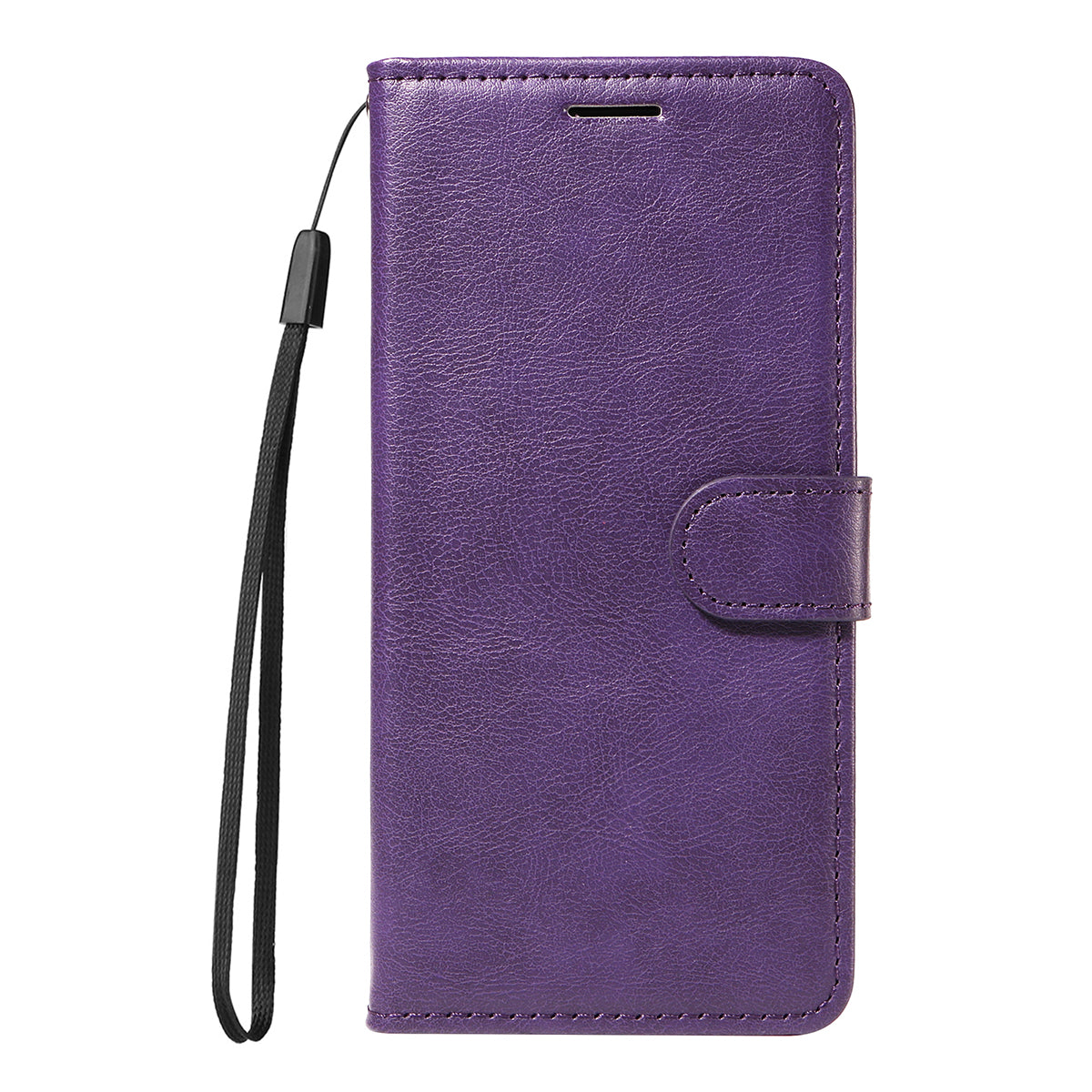 For Samsung Galaxy A57 5G Leather Wallet Case with Strap Solid Color Phone Stand Cover - Purple