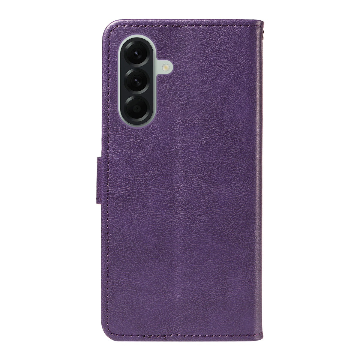 For Samsung Galaxy A57 5G Leather Wallet Case with Strap Solid Color Phone Stand Cover - Purple