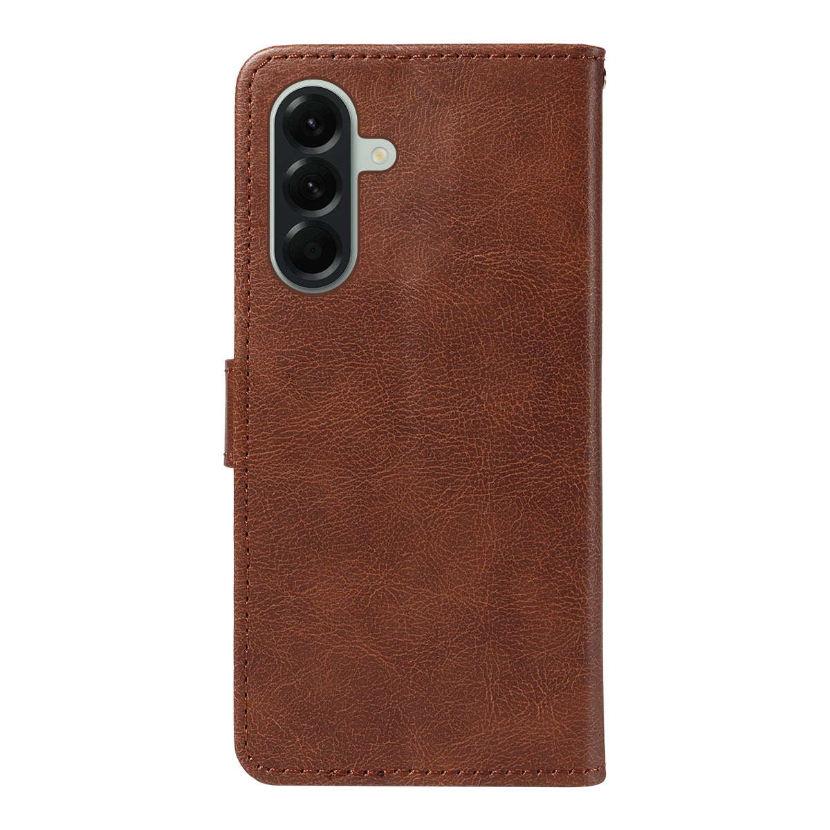 For Samsung Galaxy A57 5G Leather Wallet Case with Strap Solid Color Phone Stand Cover - Brown
