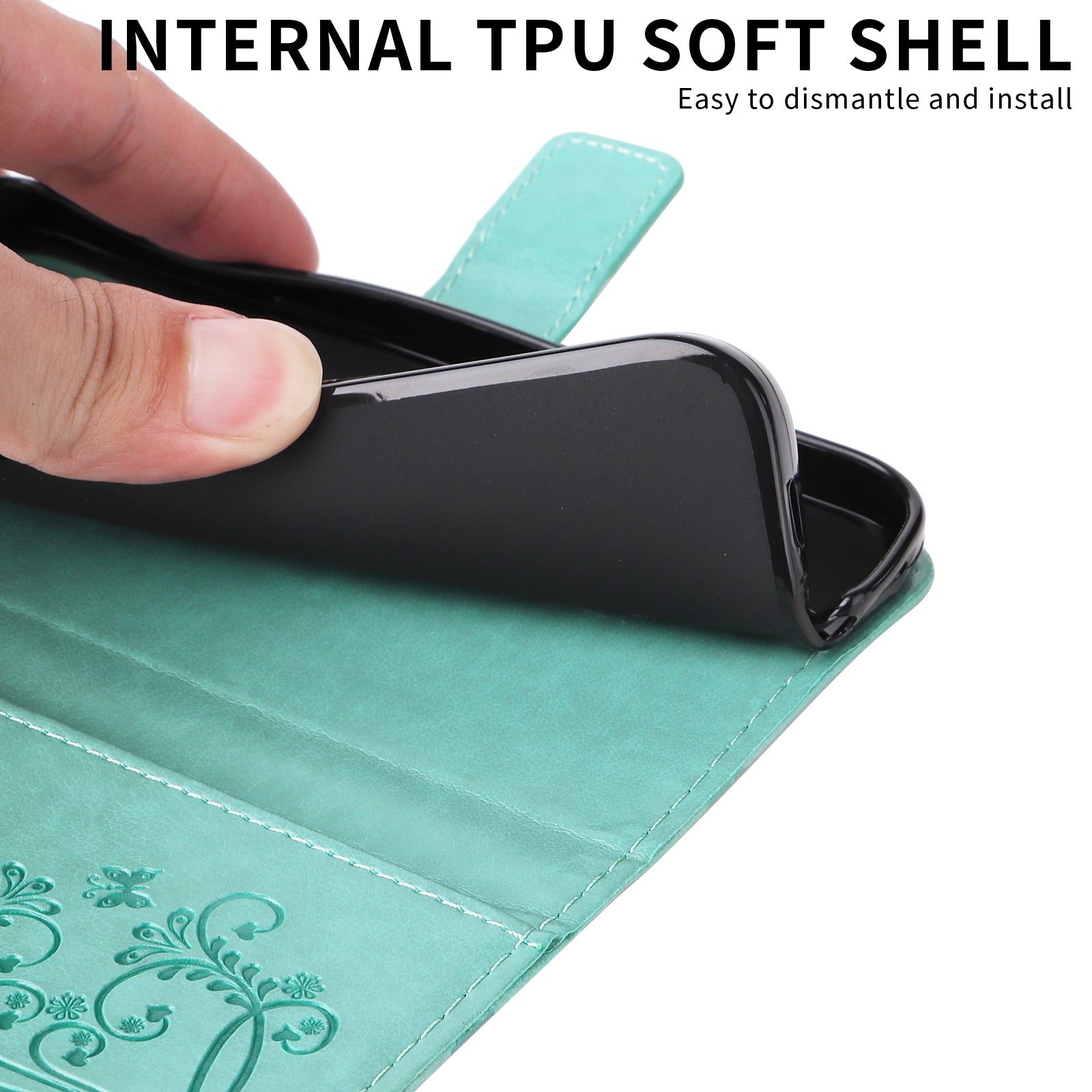 For Samsung Galaxy A57 5G Wallet Case Floral Butterfly Imprinted Leather Phone Cover Stand -  Green