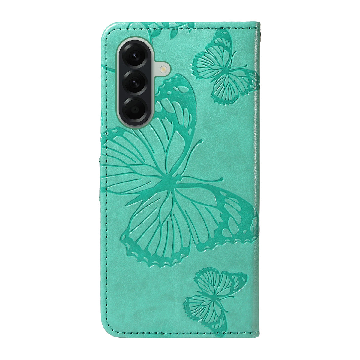 For Samsung Galaxy A57 5G Wallet Case Floral Butterfly Imprinted Leather Phone Cover Stand -  Green