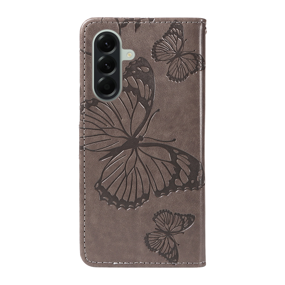For Samsung Galaxy A57 5G Wallet Case Floral Butterfly Imprinted Leather Phone Cover Stand - Grey