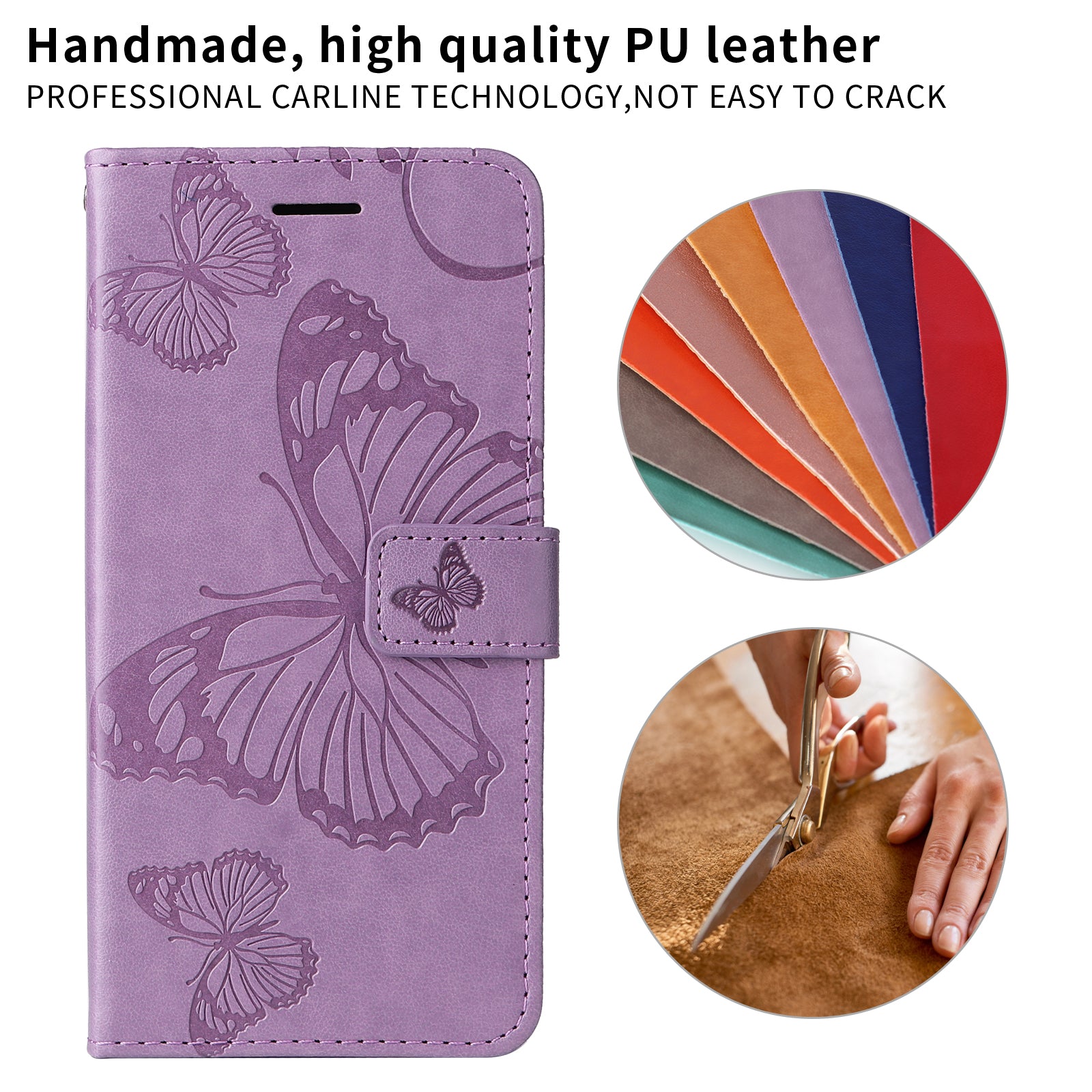 For Samsung Galaxy A57 5G Wallet Case Floral Butterfly Imprinted Leather Phone Cover Stand - Light Purple