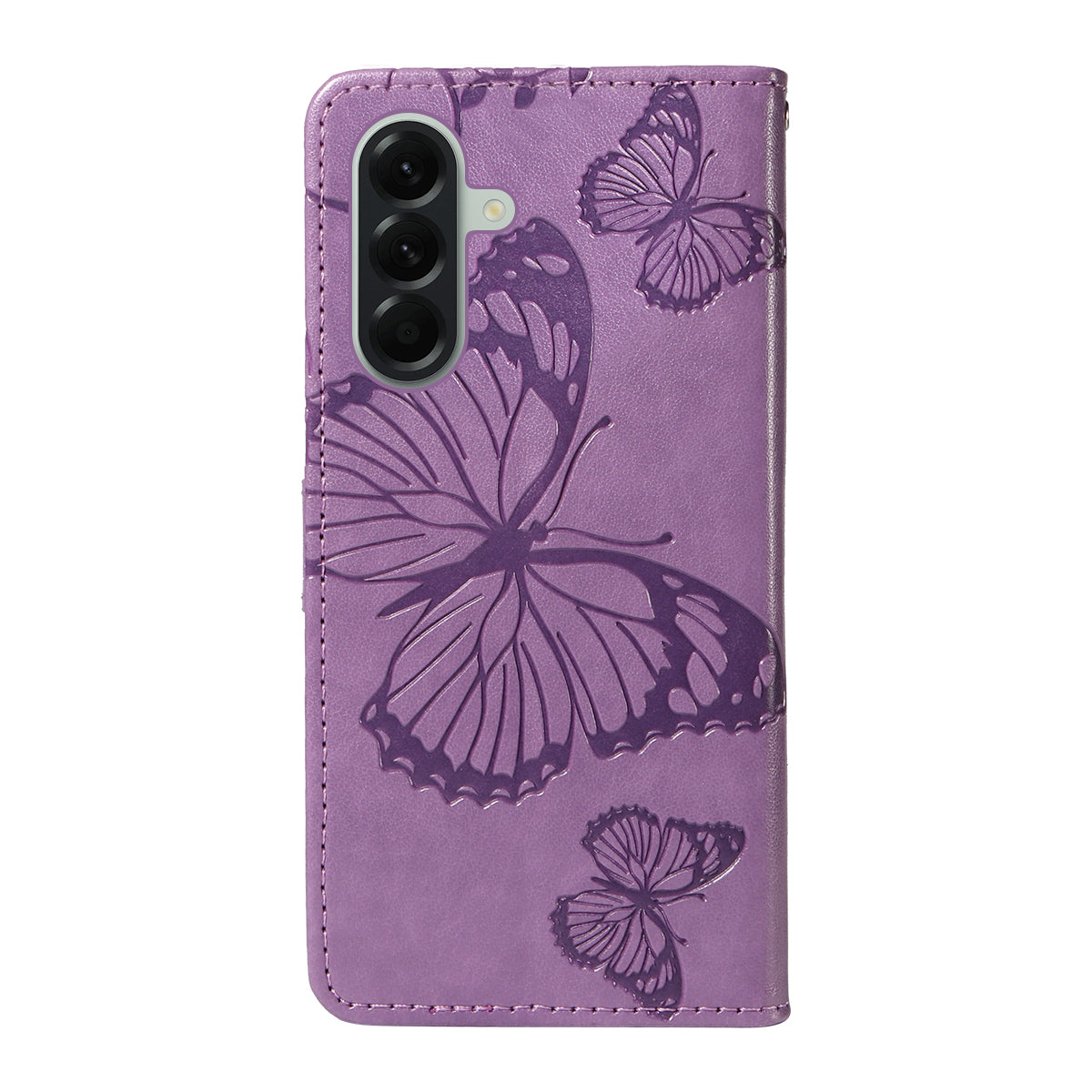 For Samsung Galaxy A57 5G Wallet Case Floral Butterfly Imprinted Leather Phone Cover Stand - Light Purple