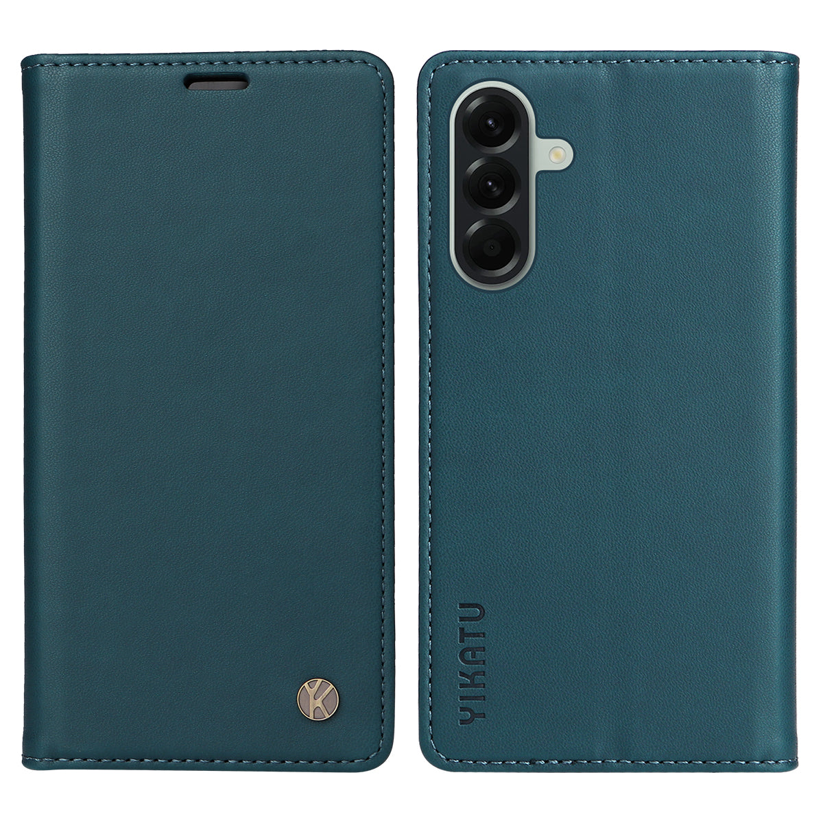 For Samsung Galaxy A57 5G Phone Cases YIKATU Magnetic Closure PU Leather Mobile Cover - Green