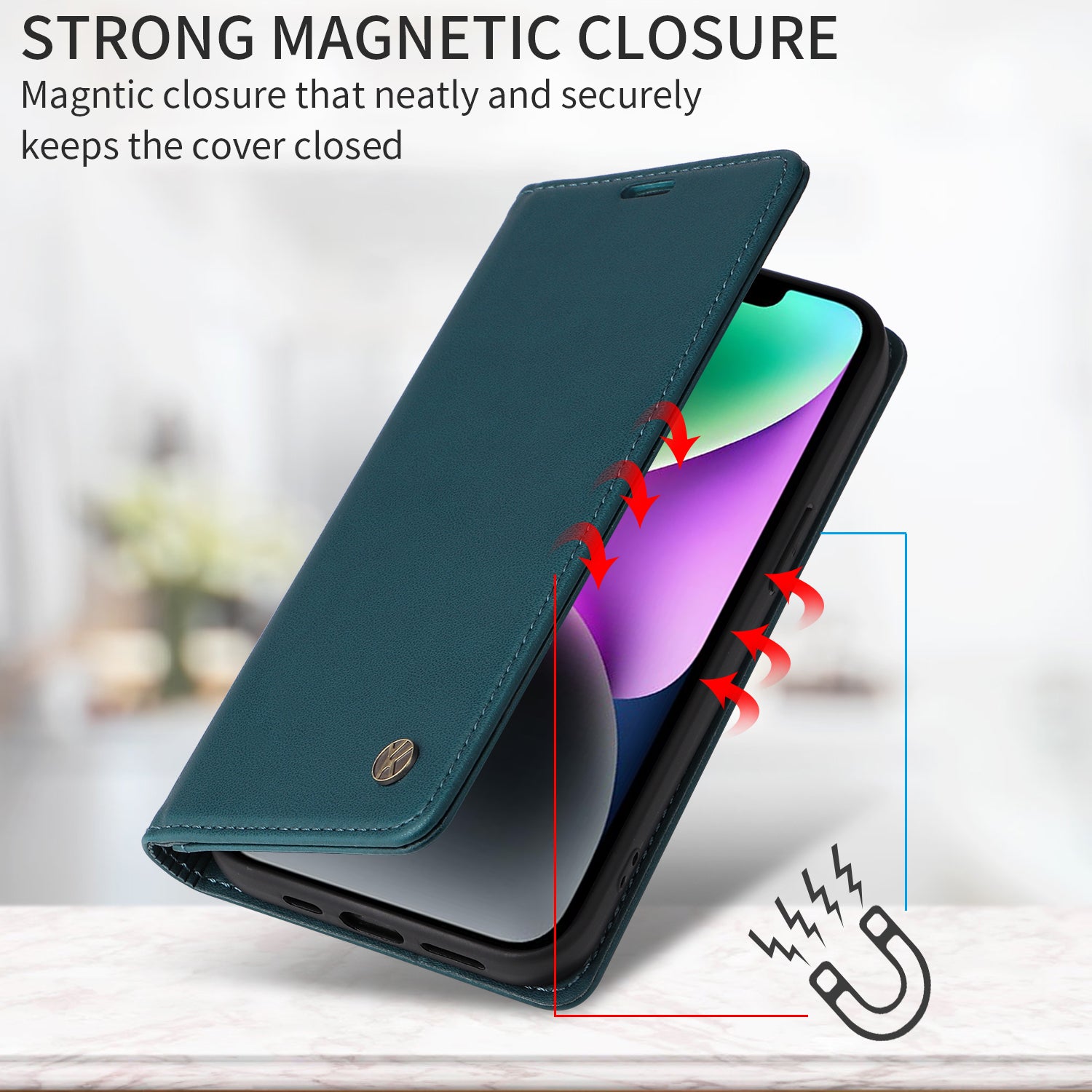 For Samsung Galaxy A57 5G Phone Cases YIKATU Magnetic Closure PU Leather Mobile Cover - Green