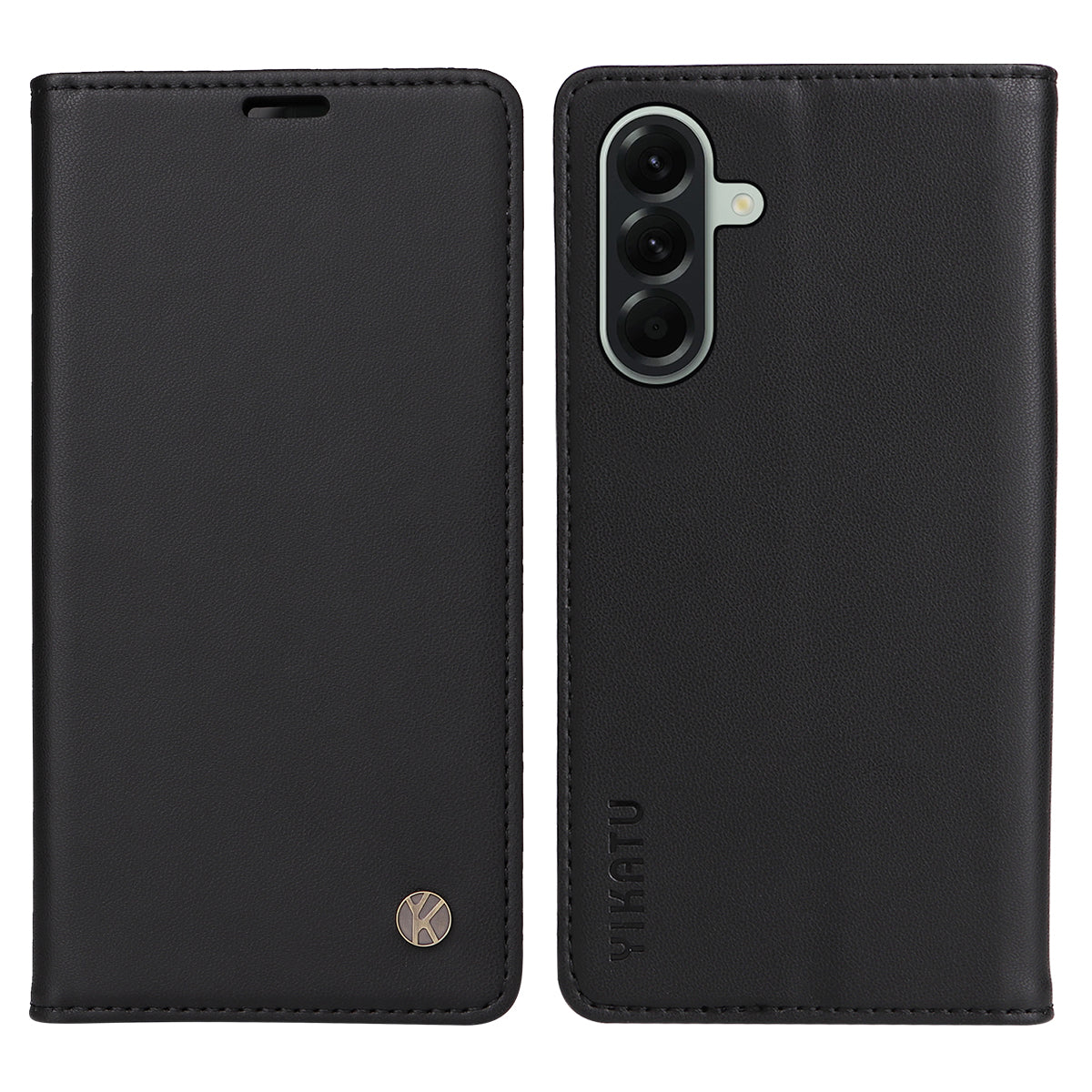For Samsung Galaxy A57 5G Phone Cases YIKATU Magnetic Closure PU Leather Mobile Cover - Black