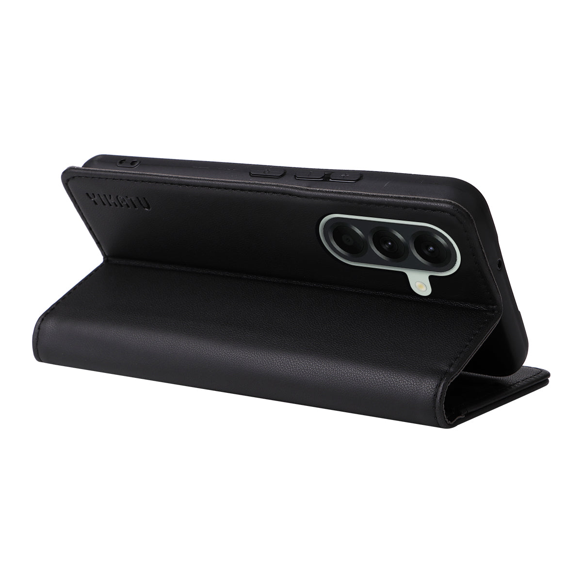 For Samsung Galaxy A57 5G Phone Cases YIKATU Magnetic Closure PU Leather Mobile Cover - Black