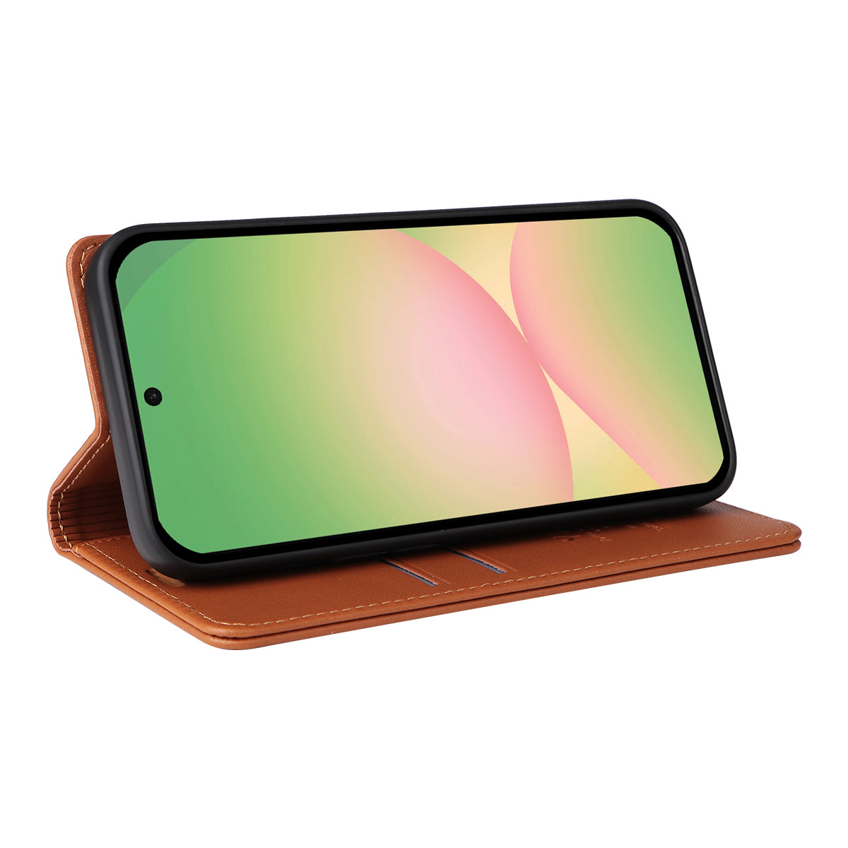 For Samsung Galaxy A57 5G Phone Cases YIKATU Magnetic Closure PU Leather Mobile Cover - Brown