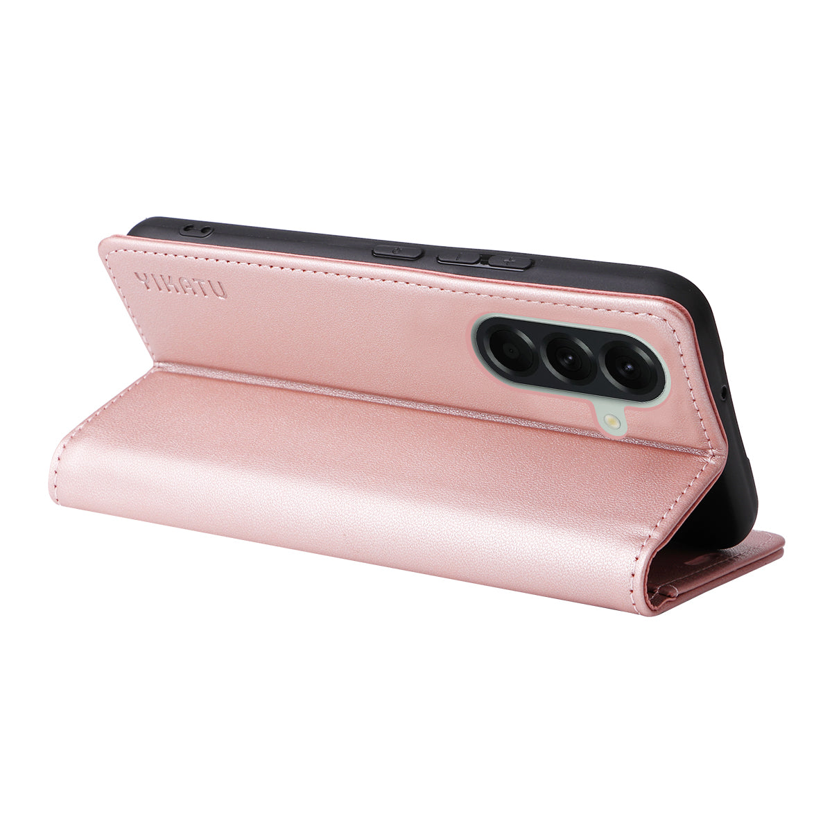 For Samsung Galaxy A57 5G Phone Cases YIKATU Magnetic Closure PU Leather Mobile Cover -  Rose Gold
