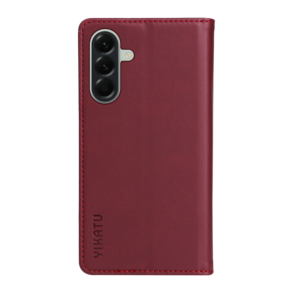 For Samsung Galaxy A57 5G Phone Cases YIKATU Magnetic Closure PU Leather Mobile Cover - Wine Red