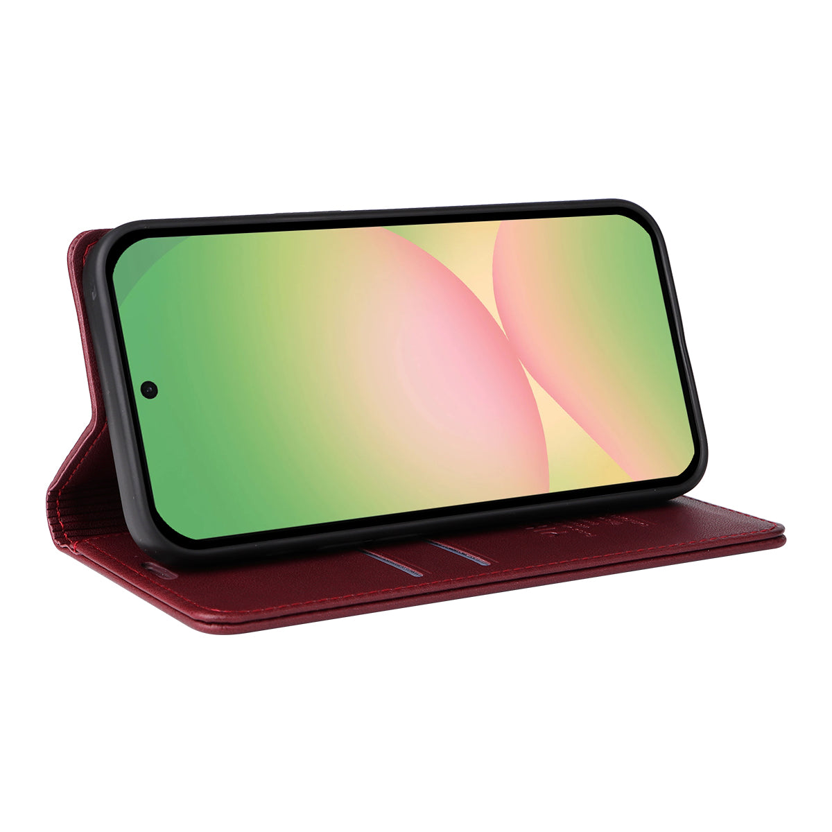 For Samsung Galaxy A57 5G Phone Cases YIKATU Magnetic Closure PU Leather Mobile Cover - Wine Red
