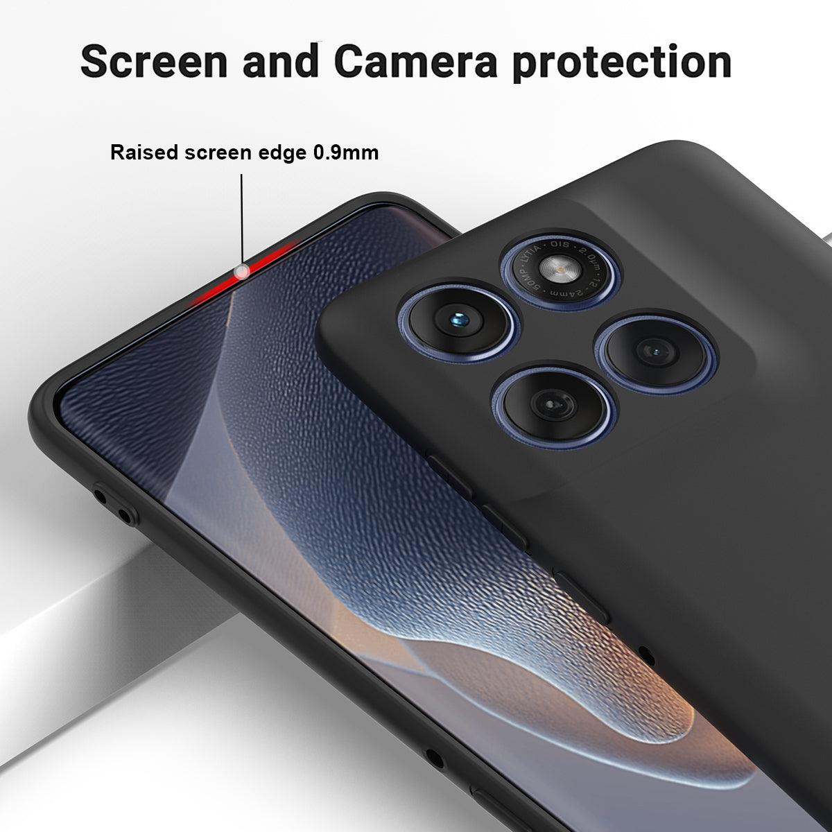 For Motorola Moto G57 Power 5G / Motorola Moto G100s 5G / Motorola Moto G100 5G (2025) / Motorola Moto G57 5G Liquid Silicone Case Phone Back Cover with Hand Strap - Black