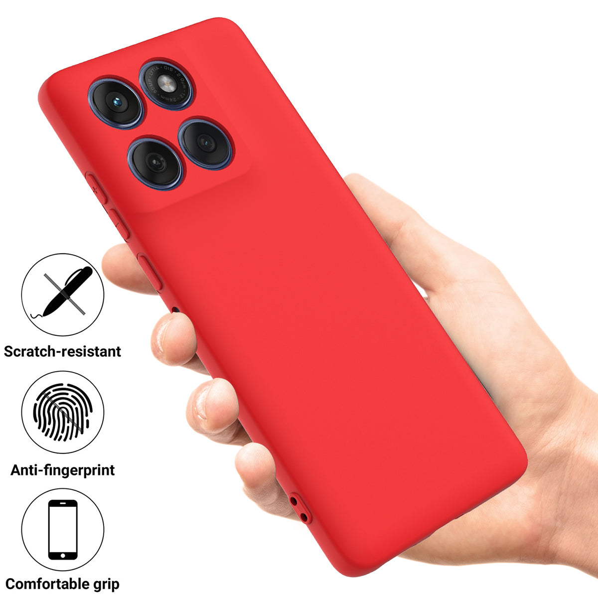 For Motorola Moto G57 Power 5G / Motorola Moto G100s 5G / Motorola Moto G100 5G (2025) / Motorola Moto G57 5G Liquid Silicone Case Phone Back Cover with Hand Strap - Red