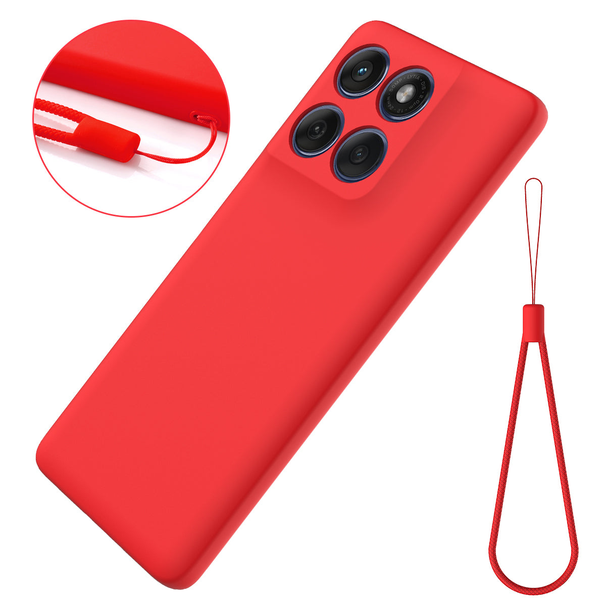 For Motorola Moto G57 Power 5G / Motorola Moto G100s 5G / Motorola Moto G100 5G (2025) / Motorola Moto G57 5G Liquid Silicone Case Phone Back Cover with Hand Strap - Red