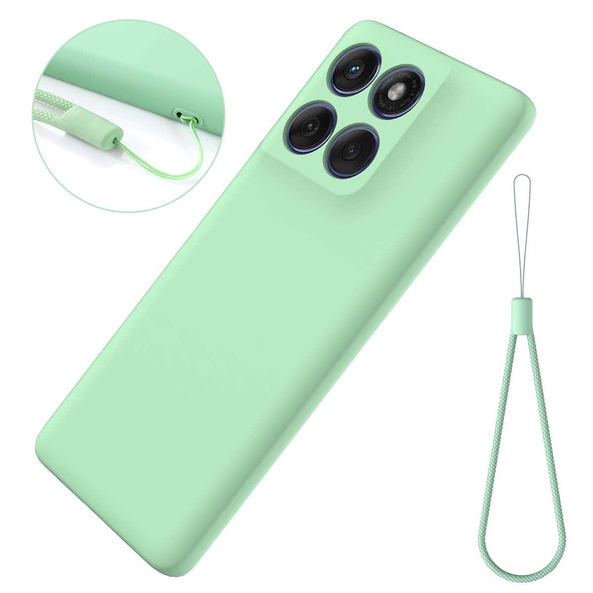 For Motorola Moto G57 Power 5G / Motorola Moto G100s 5G / Motorola Moto G100 5G (2025) / Motorola Moto G57 5G Liquid Silicone Case Phone Back Cover with Hand Strap - Green
