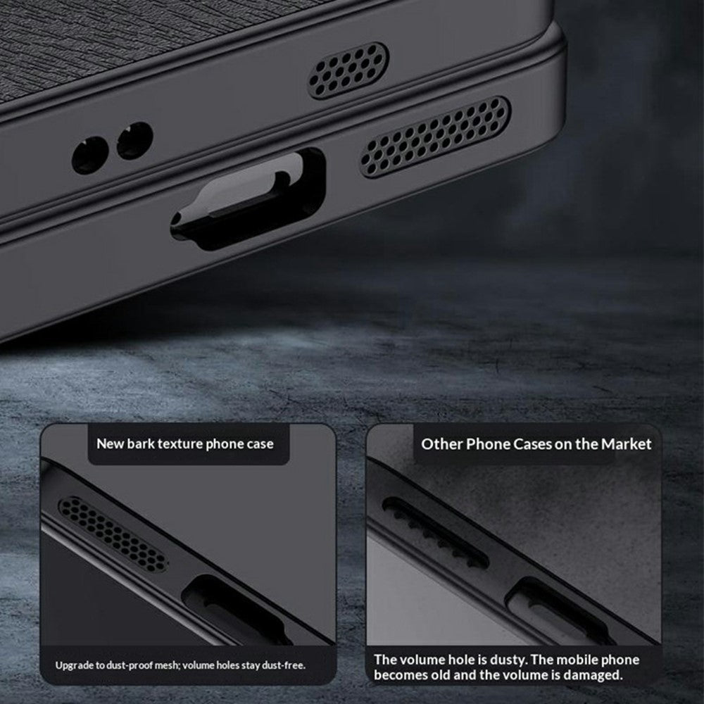 For Samsung Galaxy A57 5G Case Wood Texture PU Leather Coated PC TPU Phone Cover - Grey