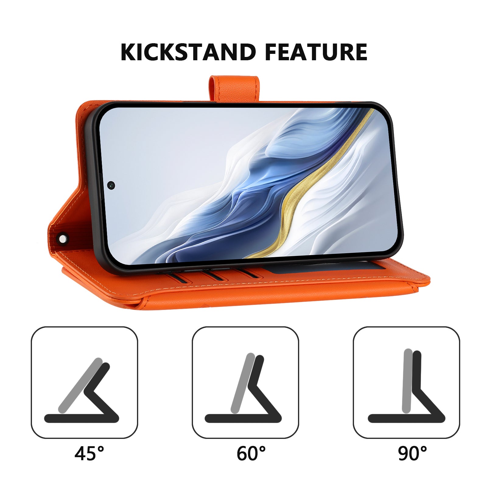 For Samsung Galaxy A57 5G Leather Case Butterfly Floral Imprint Zipper Wallet Stand Cover with Wrist Strap - Orange