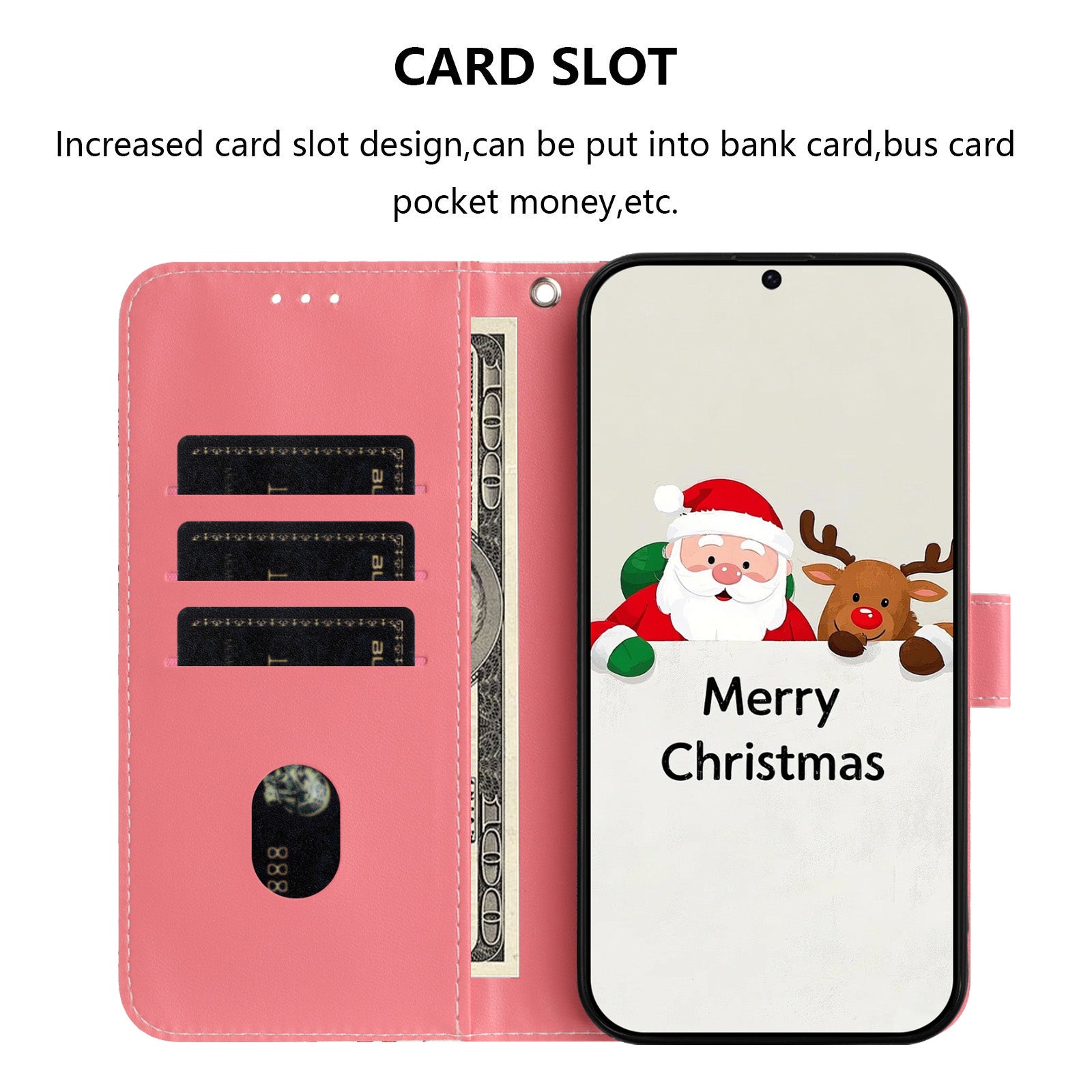 For Samsung Galaxy A57 5G Wallet Case Christmas Pattern Printing Leather Phone Cover with Lanyard - Christmas Animals