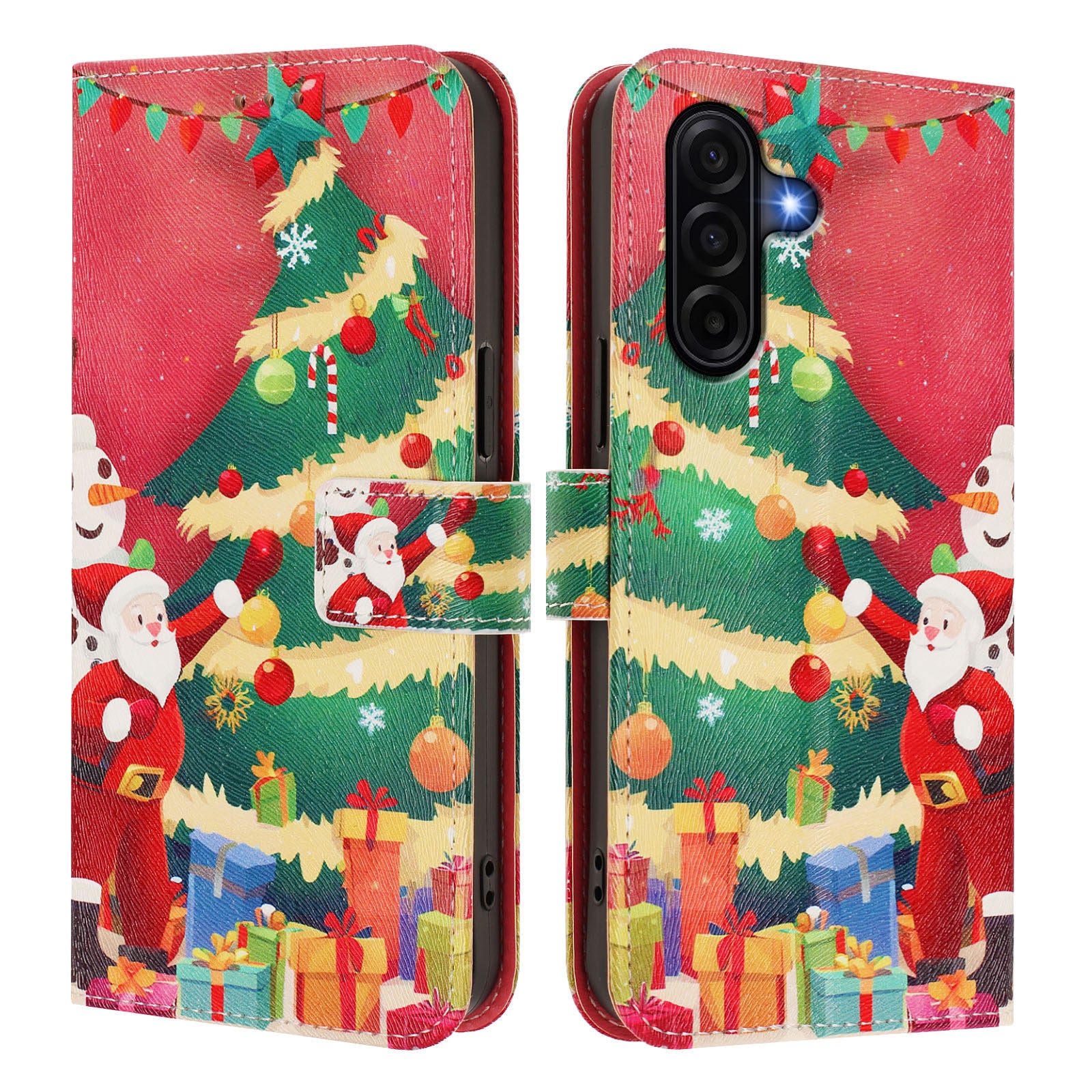 For Samsung Galaxy A57 5G Wallet Case Christmas Pattern Printing Leather Phone Cover with Lanyard - Christmas Tree