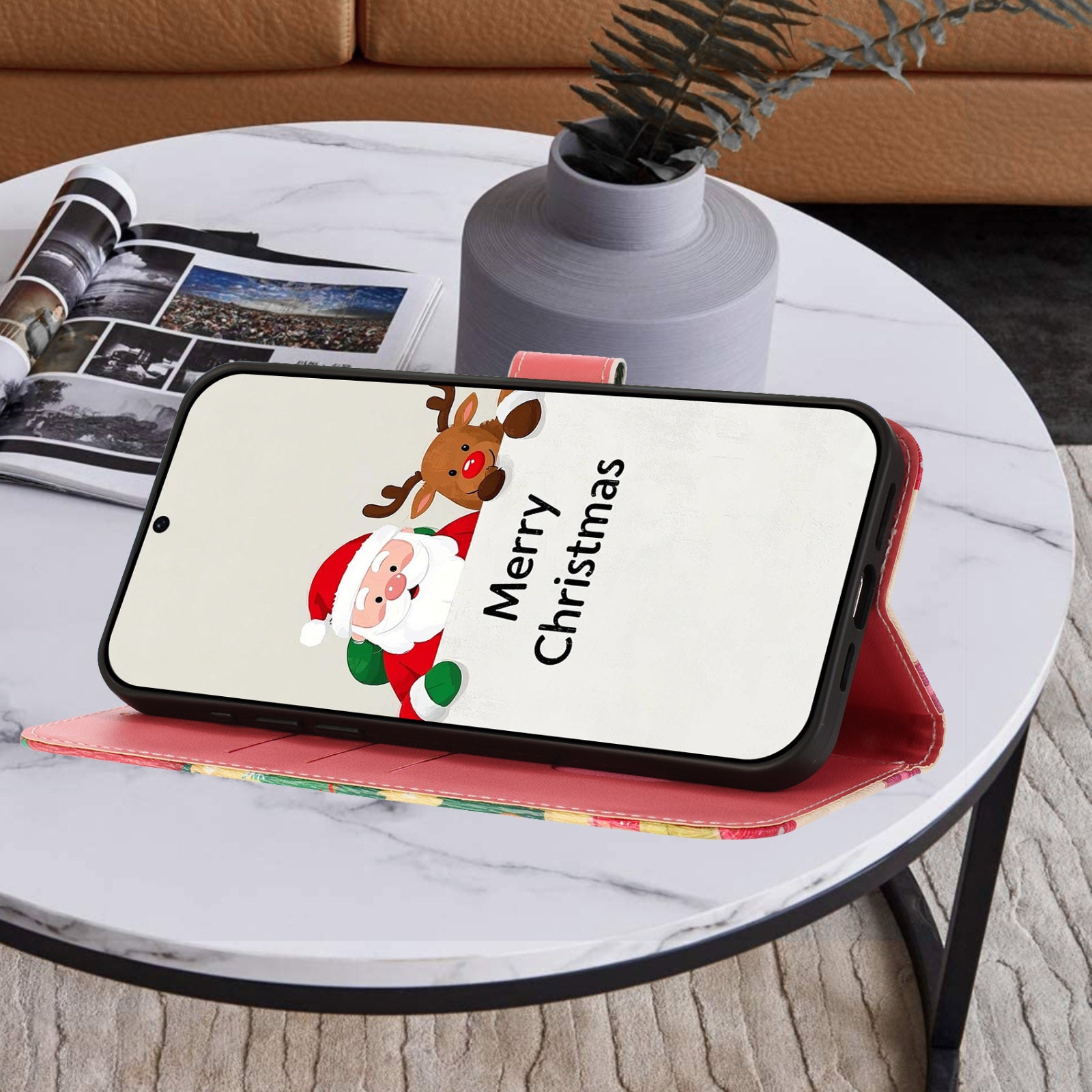 For Samsung Galaxy A57 5G Wallet Case Christmas Pattern Printing Leather Phone Cover with Lanyard - Christmas Tree