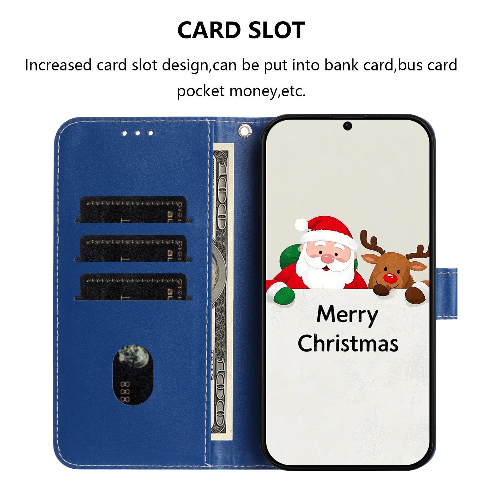 For Samsung Galaxy A57 5G Wallet Case Christmas Pattern Printing Leather Phone Cover with Lanyard - Christmas Night Scene
