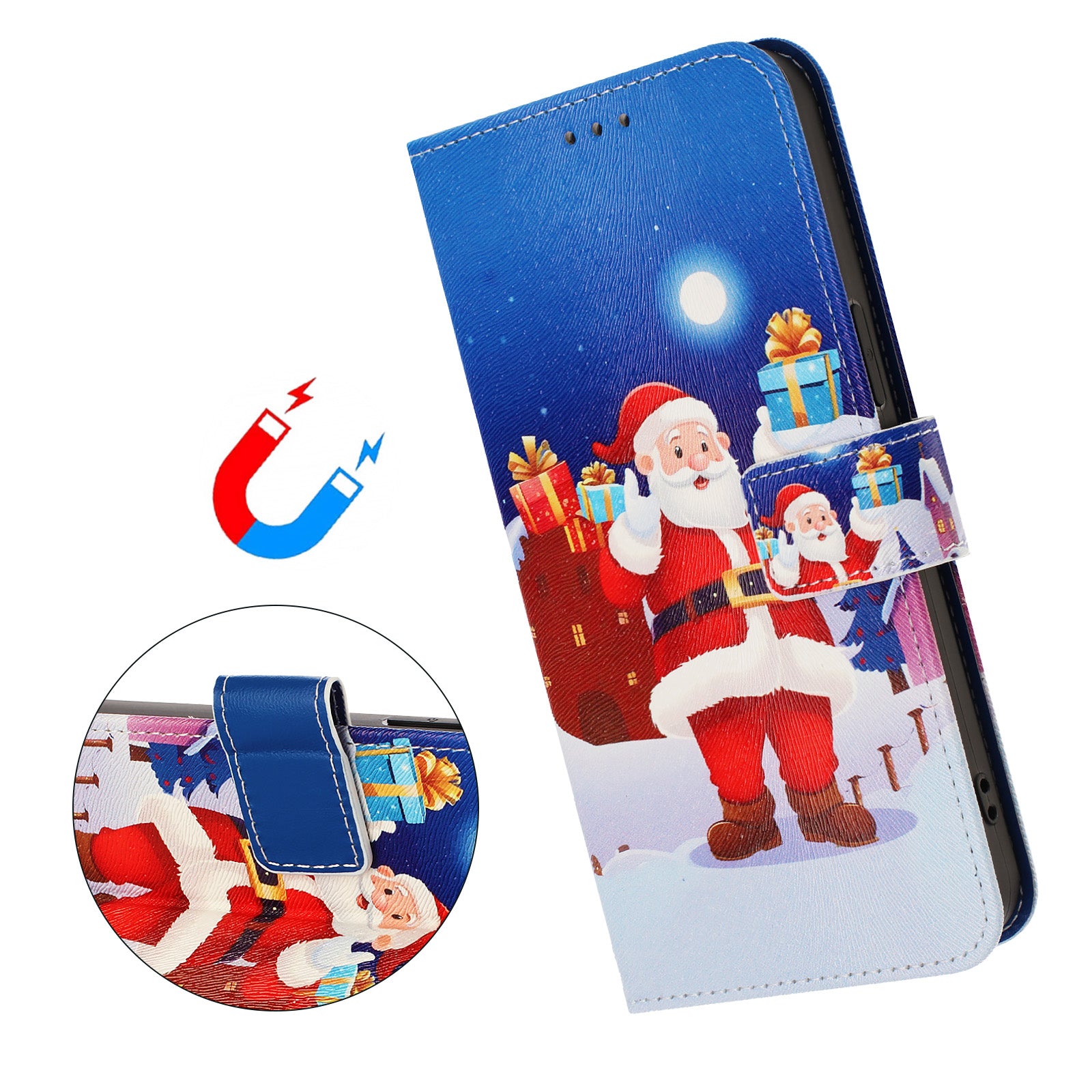 For Samsung Galaxy A57 5G Wallet Case Christmas Pattern Printing Leather Phone Cover with Lanyard - Christmas Night Scene