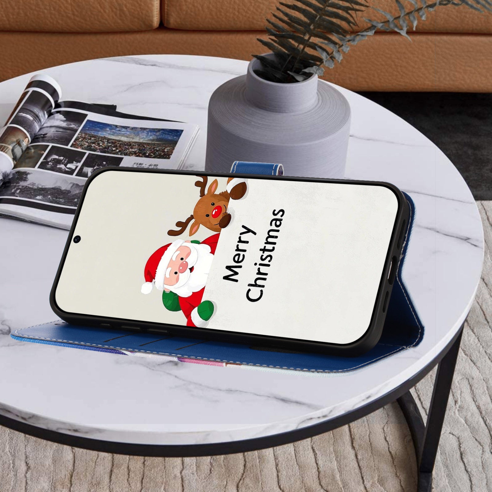 For Samsung Galaxy A57 5G Wallet Case Christmas Pattern Printing Leather Phone Cover with Lanyard - Christmas Night Scene