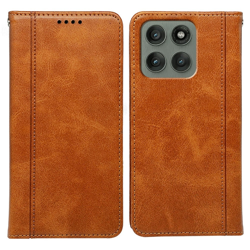For Motorola Edge 70 5G Case Hidden Magnetic Closure Calf Texture Leather Phone Cover - Yellow